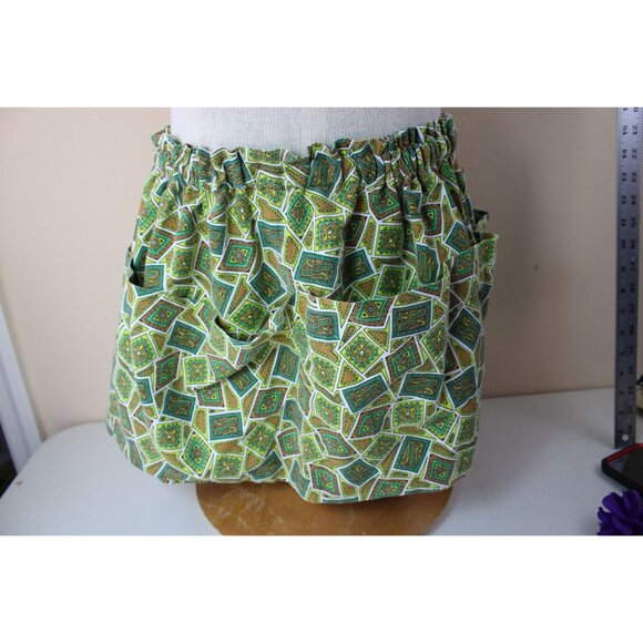 Mod Abstract Paisley Apron Vintage Green 3 Pocket 91268 - Picture 2 of 7